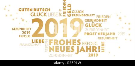 Deutsche Slogan "Frohes Neues Jahr" (Frohes neues Jahr) auf weißem Hintergrund Stock Vektor