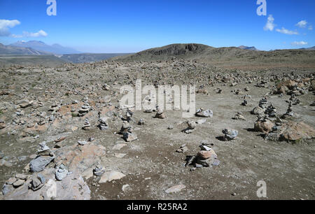 Mirador de los Andes, Highland View Point für die umliegenden Vulkane auf patapampa Pass, Arequipa, Peru Stockfoto