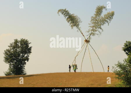 Improvisierte Dashain Swing in Nepal Stockfoto