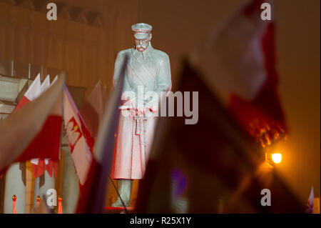 Statue von Marschall Jozef Pilsudski auf Joseph Pilsudski Platz in Warschau, Polen. 10. November 2018 © wojciech Strozyk/Alamy Stock Foto Stockfoto