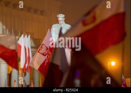 Statue von Marschall Jozef Pilsudski auf Joseph Pilsudski Platz in Warschau, Polen. 10. November 2018 © wojciech Strozyk/Alamy Stock Foto Stockfoto