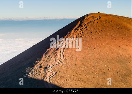 Fußweg bis eine volcanc Kegel auf Mauna Kea, Big Island, Hawaii, USA Stockfoto