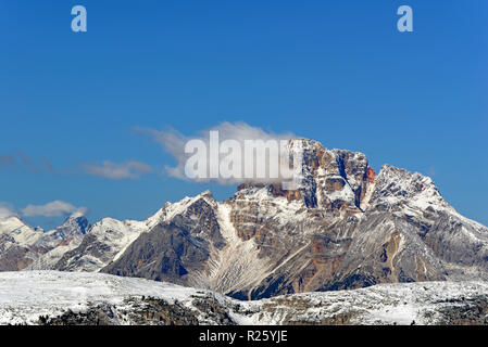 Blick von der Auronzohütte 2.320 m auf die Hohe Gaisl 3148 m im Dolomiti di Prags, Sextner Dolomiten, Südtirol Alto-Adige Stockfoto