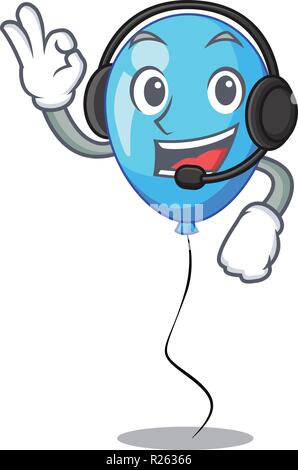 Mit Kopfhörer blau Ballon Bündel Design auf Cartoon Stock Vektor