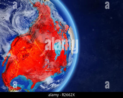 NAFTA-Mitglied staaten auf dem Planeten Erde mit Ländergrenzen. Extrem detaillierte Planeten und Wolken. 3D-Darstellung. Elemente dieser imag Stockfoto