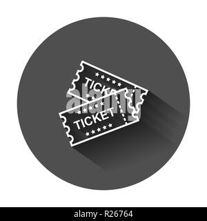 Kino ticket Symbol im flachen Stil. Ein Gutschein Eingang Vector Illustration mit langen Schatten zugeben. Ticket Business Konzept. Stock Vektor