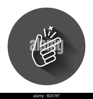 Finger Snap Symbol im flachen Stil. Finger expression Vector Illustration mit langen Schatten. Snap Geste Geschäftskonzept. Stock Vektor