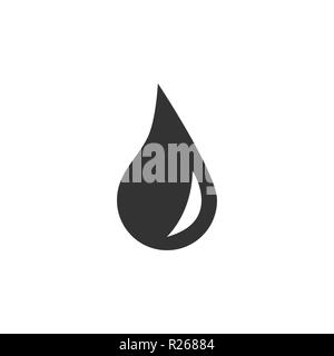 Water Drop Symbol. Vector Illustration, flache Bauform. Grau auf Weiß Stock Vektor