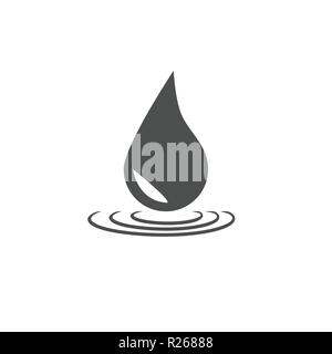 Water Drop Symbol. Vector Illustration, flache Bauform. Grau auf Weiß Stock Vektor