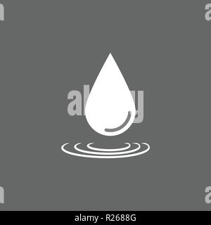 Water Drop Symbol. Vector Illustration, flache Bauform. Grau auf Weiß Stock Vektor