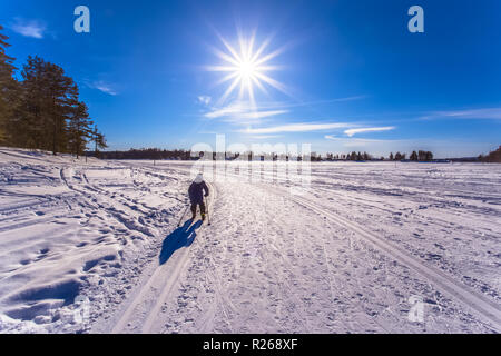 Blick auf die Skipisten von Sotkamo, Finnland Stockfoto
