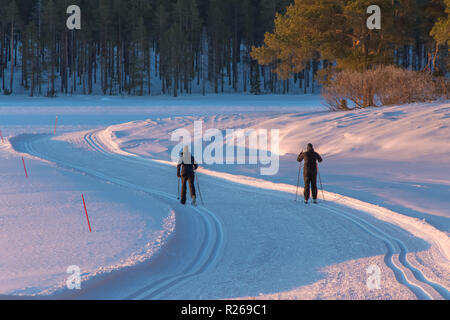 Blick auf die Skipisten von Sotkamo, Finnland Stockfoto