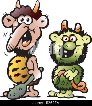 Cartoon Vector Abbildung von zwei lustigen Kobolde oder Troll Monster Stock Vektor