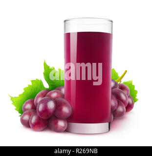 Isolierte trinken. Glas Traubensaft Rot auf weißem Hintergrund mit Freistellungspfad isoliert Stockfoto