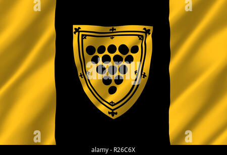 Cornwall Ontario 3D wehende Flagge Abbildung. Textur kann als Hintergrund verwendet werden. Stockfoto