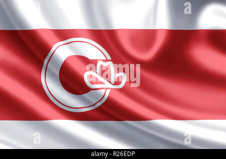 Calgary, Alberta winken und closeup flag Abbildung. Perfekt für Hintergrund oder Textur. Stockfoto