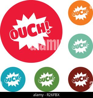 Comic Boom autsch Symbole Kreis set Vektor auf weißem Hintergrund Stock Vektor