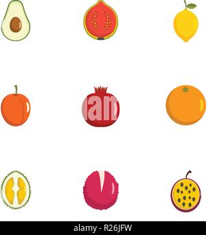 Obst Symbole gesetzt. flachbild Set von 9 Obst Vector Icons für Web auf weißem Hintergrund Stock Vektor