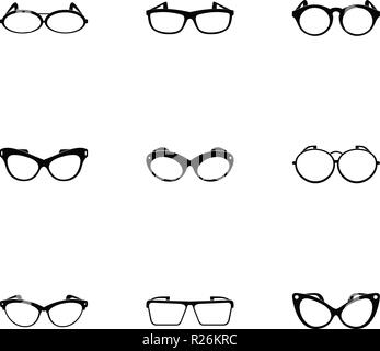 Brillen Symbole gesetzt. Einfache Satz mit 9 Brillen Vector Icons für Web auf weißem Hintergrund Stock Vektor