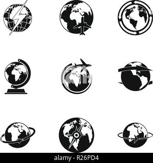 Welt Symbole gesetzt. Einfacher Satz von 9 Welt Vector Icons für Web auf weißem Hintergrund Stock Vektor