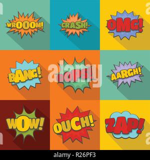 Hit Symbole gesetzt. flachbild Set von 9 Hit Vector Icons für Web auf weißem Hintergrund Stock Vektor