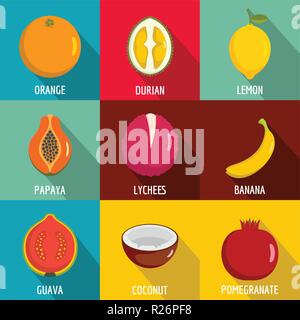 Vitamin im Set fruct Symbole. flachbild Set von 9 Vitamin in fruct Vector Icons für Web auf weißem Hintergrund Stock Vektor