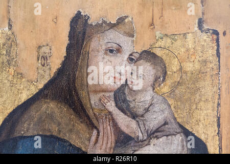 Eine Ikone der Jungfrau und Gottesmutter Hodegetria (Der Weg). Um 1730-1750. Von einer hölzernen Kirche, die von Mikulasova verlegt wurde. Stockfoto