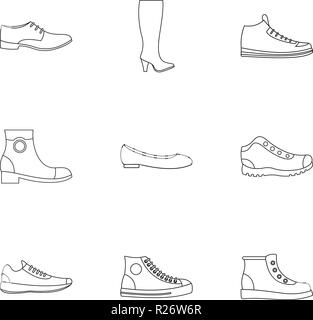 Slipper Symbole gesetzt. Umrisse Set von 9 slipper Vector Icons für Web auf weißem Hintergrund Stock Vektor