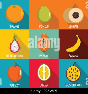 Obst blast Symbole gesetzt. flachbild Set von 9 Obst blast Vector Icons für Web auf weißem Hintergrund Stock Vektor