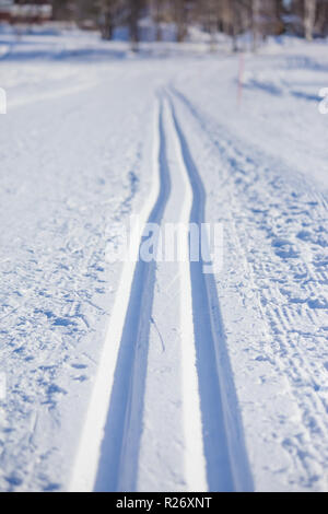 Blick auf die Skipisten von Sotkamo, Finnland Stockfoto