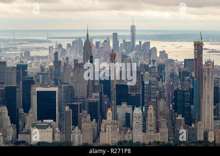 Helikopter Luftbild von Midtown Manhattan vom Central Park, New York City, USA Stockfoto