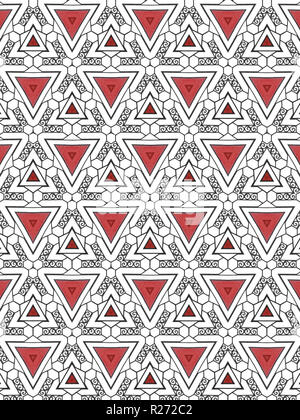 Dreiecke und Spiralen abstraktes Muster. Geometrische Formen Hintergrund. Stockfoto
