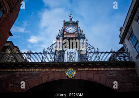 Reich verzierte Eastgate Clock in Chester, Cheshire, UK am 12. Mai 2017 Stockfoto