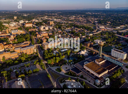 Einzigartige Aussicht von der Universität von Tennessee und der Welt in Knoxville Stockfoto