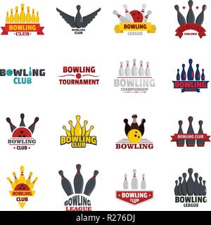 Bowling kegling Spiel Symbole gesetzt. Realistische Abbildung von 16 Bowling kegling Spiel Vector Icons für Web Stock Vektor