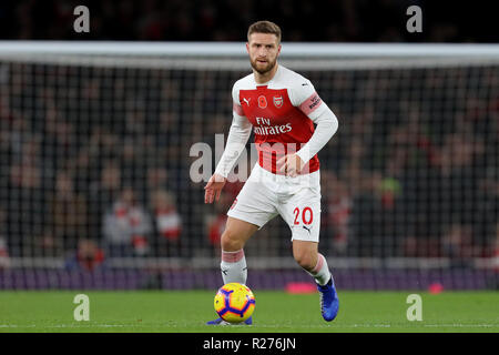 Shkodran Mustafi von Arsenal Arsenal v Wolverhampton Wanderers, Premier League, Emirates Stadium, London (Holloway) - 11. November 2018 Stockfoto