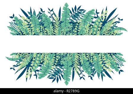 Tropische Blätter Banner auf weißen Hintergrund. Vector Illustration mit separaten Ebenen. Stock Vektor