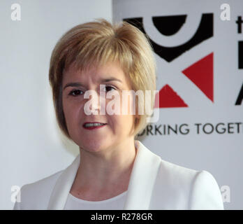 Nicola Sturgeon ist ein MSP und der Führer der Scottish National Party und erster Minister, an Hollyrood, wo das Schottische Parlament sitzt. Stockfoto