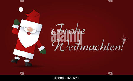 Frohe Weichnachten mit Niedlichem winkendem Weihnachstmann Cartoon Stockfoto