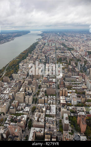 Helikopter Luftbild der Upper West Side, Manhattan, New York City, USA Stockfoto