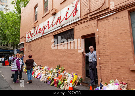 Nino Pangrazio die übrigen Miteigentümer von Pellegrini in Bourke St, Melbourne, Victoria, Australien Stockfoto