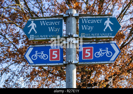 Weber weg Schild auf dem Fahrrad Route 5 in Winsford Cheshire UK Stockfoto