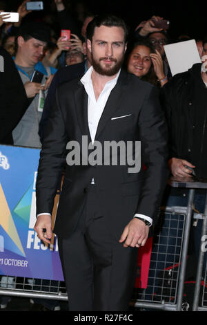 Die BFI 62 London Film Festival europäische Premiere von Outlaw König" im Cineworld Leicester Square - Ankunft mit: Aaron Taylor-Johnson Wo: London, Vereinigtes Königreich, wenn: 17 Okt 2018 Credit: Mario Mitsis/WENN.com Stockfoto