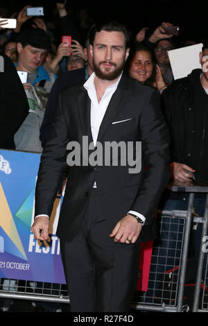 Die BFI 62 London Film Festival europäische Premiere von Outlaw König" im Cineworld Leicester Square - Ankunft mit: Aaron Taylor-Johnson Wo: London, Vereinigtes Königreich, wenn: 17 Okt 2018 Credit: Mario Mitsis/WENN.com Stockfoto