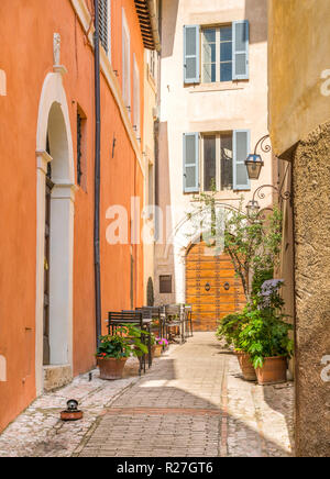 Malerische Anblick in Trevi, altes Dorf in der Region Umbrien in Italien. Stockfoto