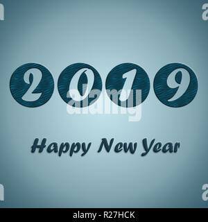 2019 Neues Jahr Karte Hintergrund, Karte Grüße, farbenfrohes Design Stockfoto