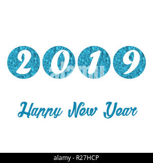 2019 Neues Jahr Karte Hintergrund, Karte Grüße, farbenfrohes Design Stockfoto