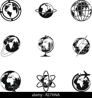 Weltweit Symbole gesetzt. Einfacher Satz von 9 weltweit Vector Icons für Web auf weißem Hintergrund Stock Vektor