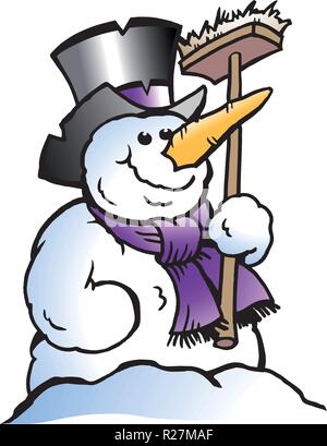 Cartoon Vector Illustration einer happy Snowman Stock Vektor