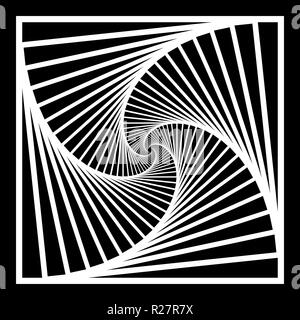 Rotierende, spiralförmig nach innen konzentrische Quadrate abstrakten geometrischen Hintergrund. Treppen optische Illusion Muster. Stock Vektor